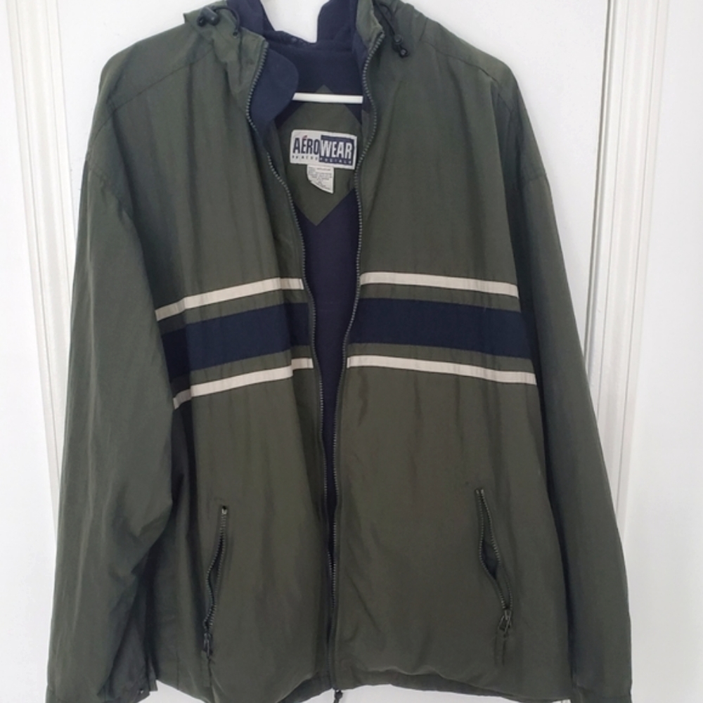 AEROWEAR by Aeropostale XL Mens Lined Lightweight Jacket Olive Green